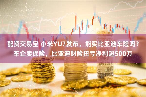 配资交易宝 小米YU7发布，能买比亚迪车险吗？车企卖保险，比亚迪财险扭亏净利超500万