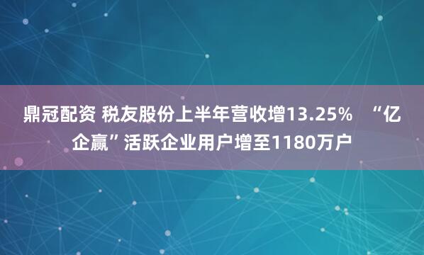 鼎冠配资 税友股份上半年营收增13.25%   “亿企赢”活跃企业用户增至1180万户